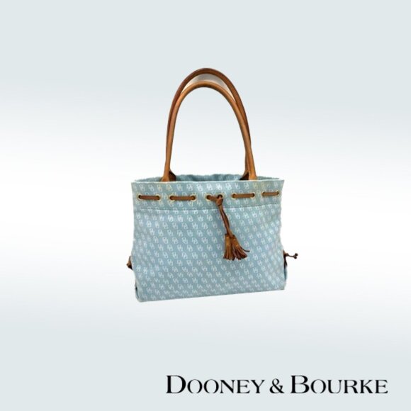 Dooney & Bourke Vintage Monogram Denim Tote – Light Blue *Clearance Rack* - Picture 1 of 9